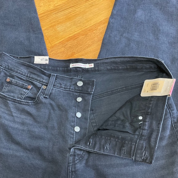 Levi's women's ribcage straight ankle jeans 16w Washed Black Classic Timeless - Picture 3 of 16